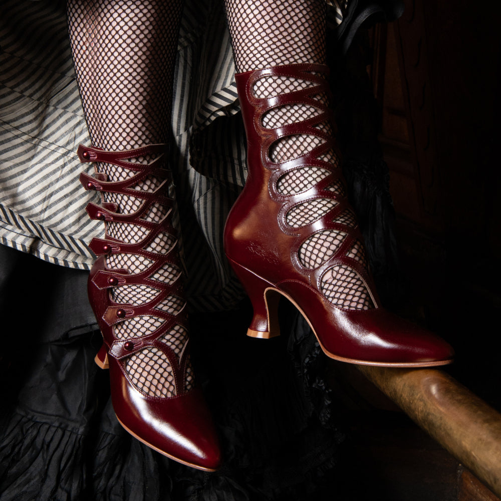 Cleo Edwardian Boots (Black Cherry)