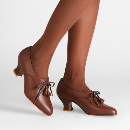 PRE-ORDER Cordelia Edwardian Oxfords Wide (Chestnut)