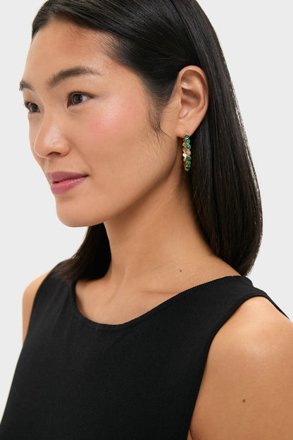Berry Gem Medium Hoop Earrings - Malachite