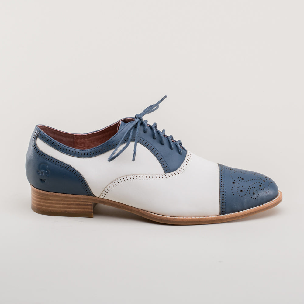 Dandy Men's Vintage Cap Toe Oxfords (Blue/White)
