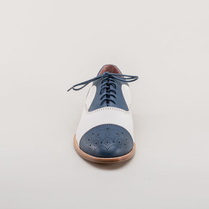 Dandy Men's Vintage Cap Toe Oxfords (Blue/White)