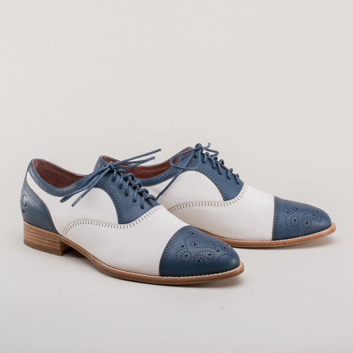 Dandy Men's Vintage Cap Toe Oxfords (Blue/White)