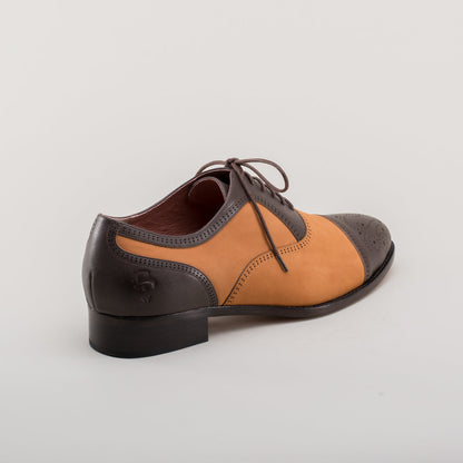 Dandy Men's Vintage Cap Toe Oxfords (Brown/Cognac)