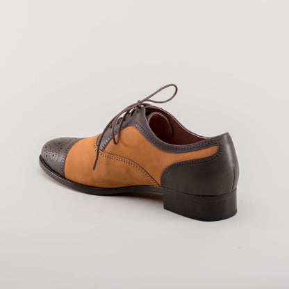 Dandy Men's Vintage Cap Toe Oxfords (Brown/Cognac)