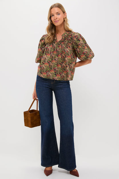 Black Multi Floral Frida Blouse