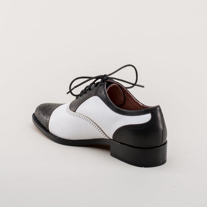 Gladys Vintage Cap Toe Oxfords (Black/White)