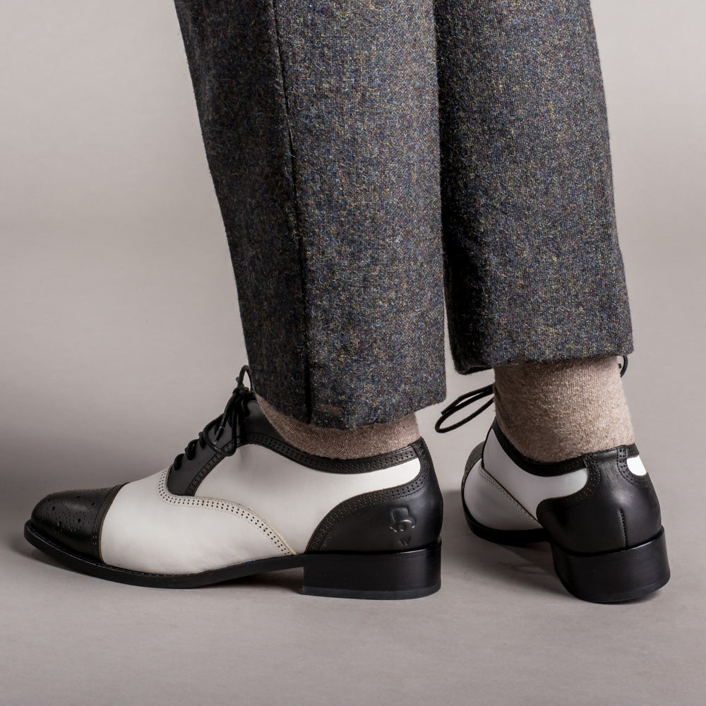 Gladys Vintage Cap Toe Oxfords (Black/White)