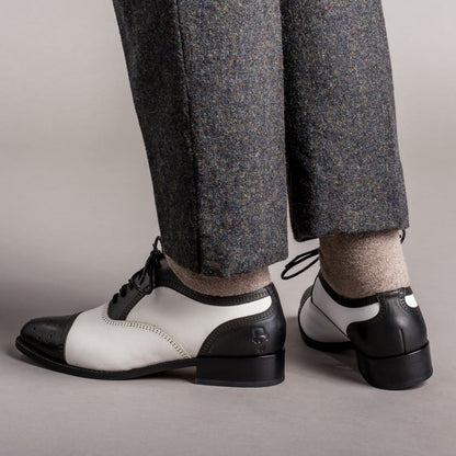 Gladys Vintage Cap Toe Oxfords (Black/White)