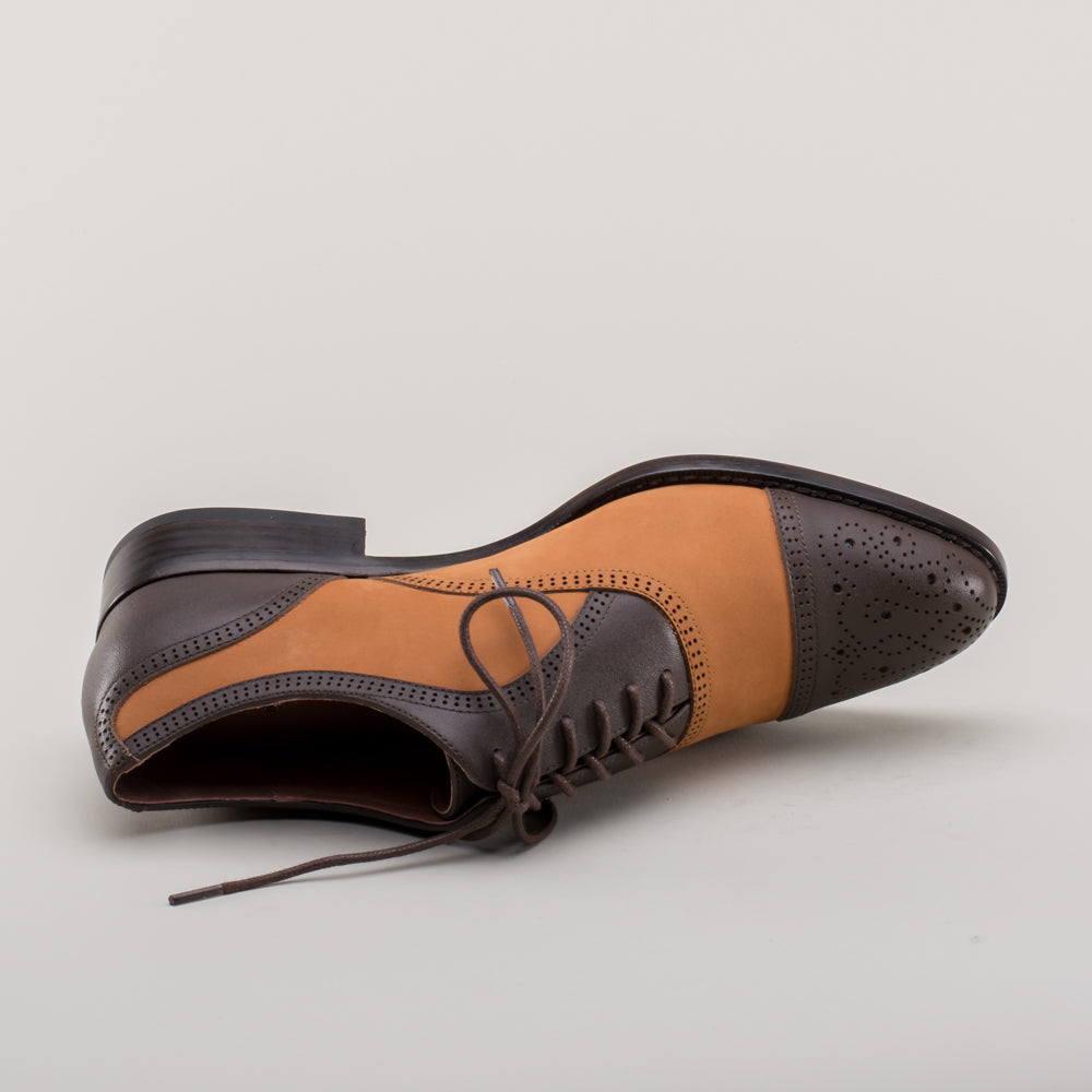 Gladys Vintage Cap Toe Oxfords (Brown/Cognac)