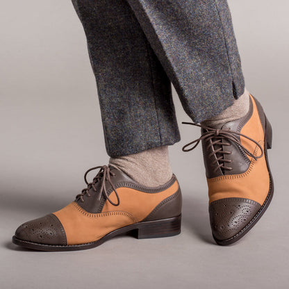 Gladys Vintage Cap Toe Oxfords (Brown/Cognac)