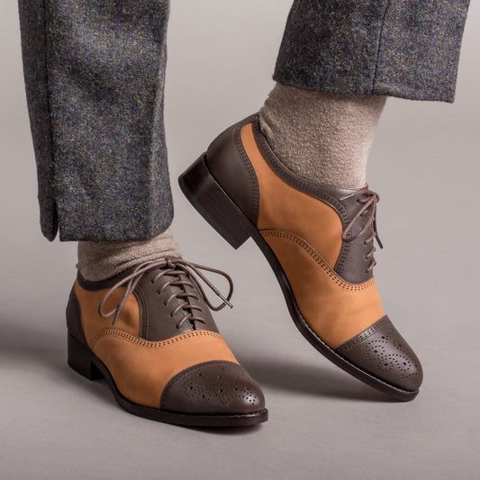 Gladys Vintage Cap Toe Oxfords (Brown/Cognac)