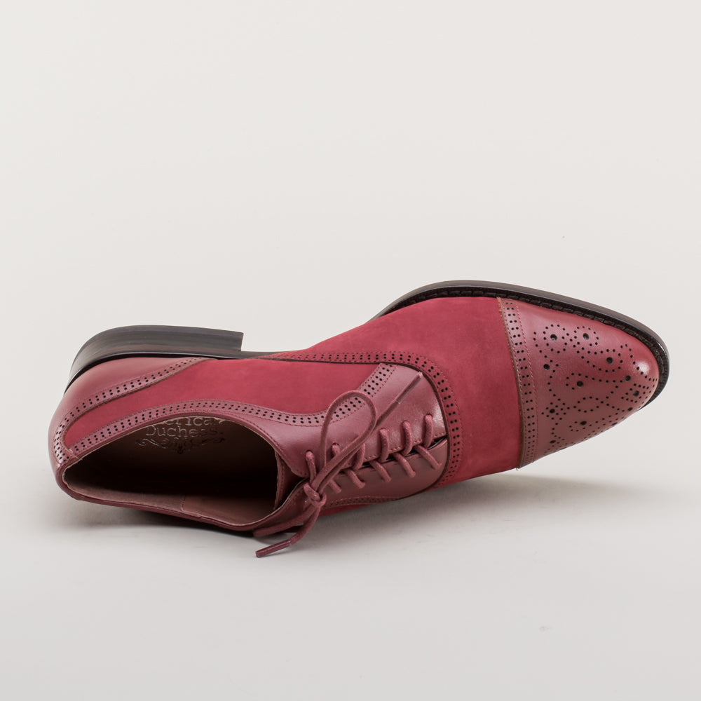 Gladys Vintage Cap Toe Oxfords (Oxblood)