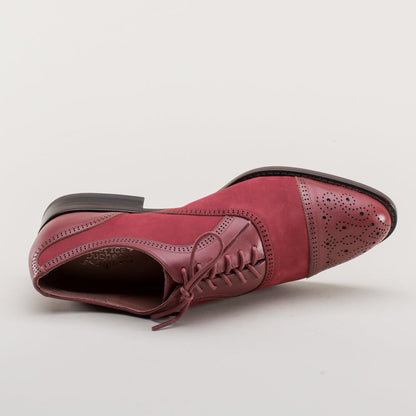 Gladys Vintage Cap Toe Oxfords (Oxblood)