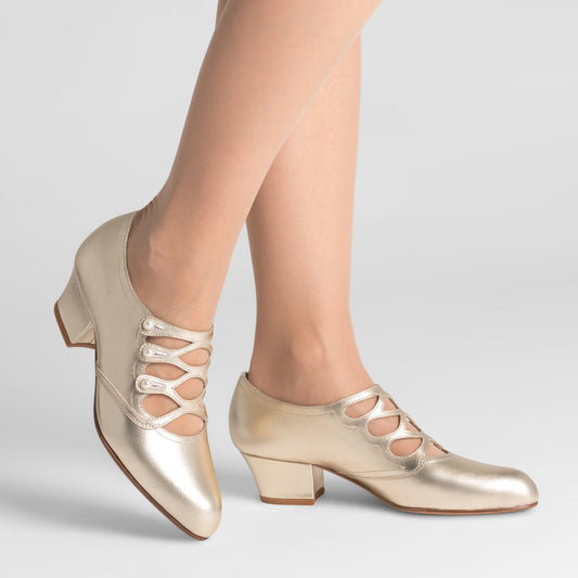 Gloria Edwardian Shoes Wide (Pale Gold)