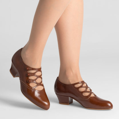 Gloria Edwardian Shoes Wide (Walnut)