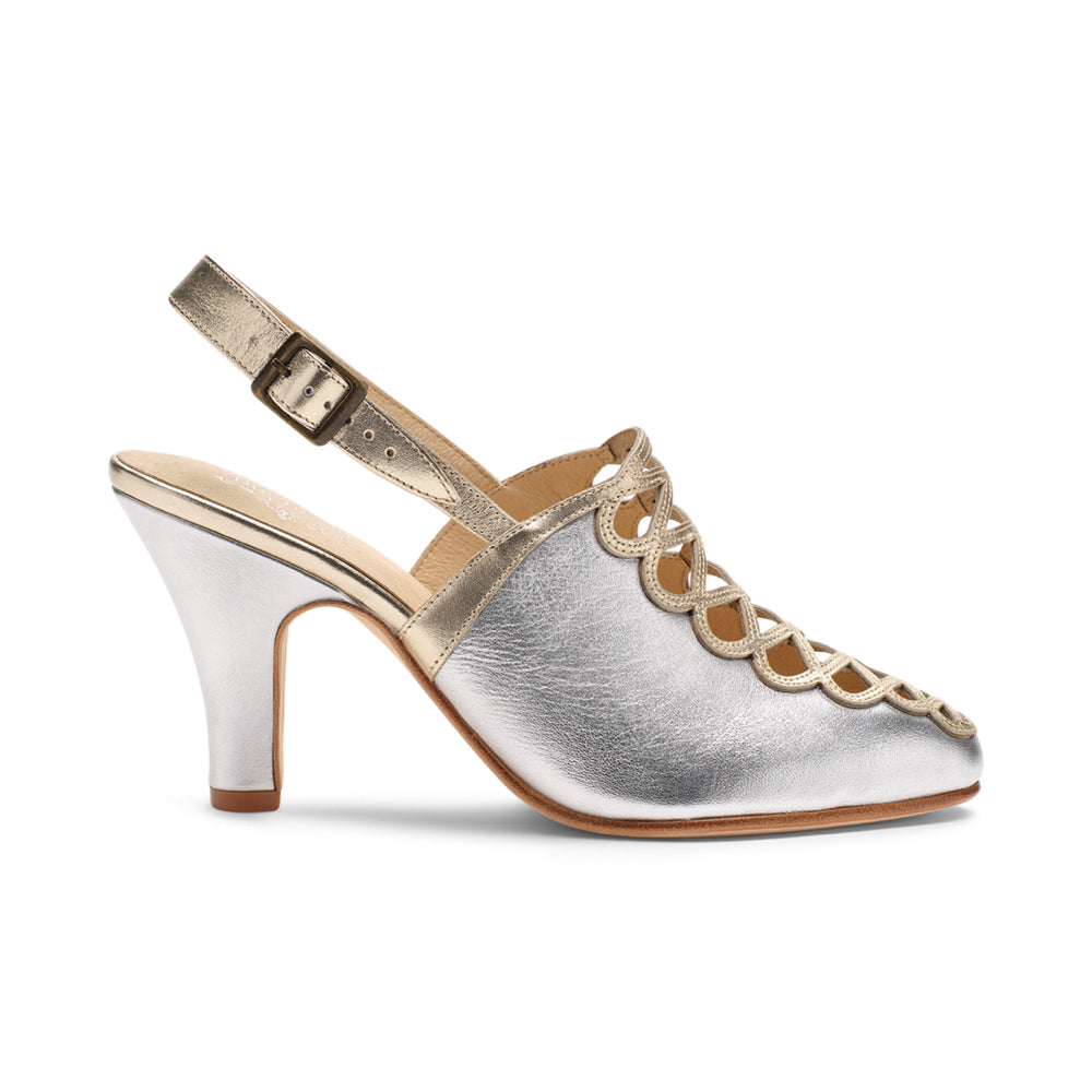 Hedy Vintage Slingbacks (Silver/Gold)