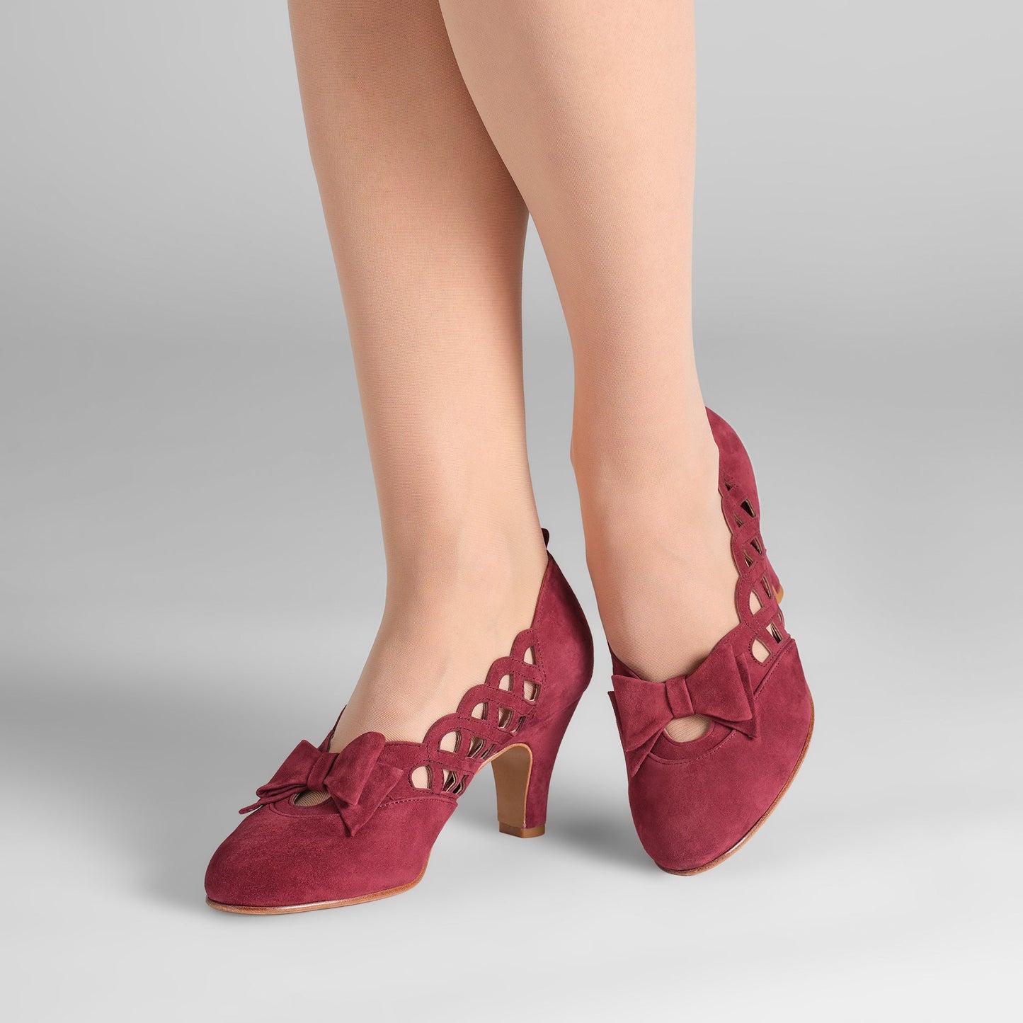 Jessie Vintage Pumps Wide (Wine Suede)