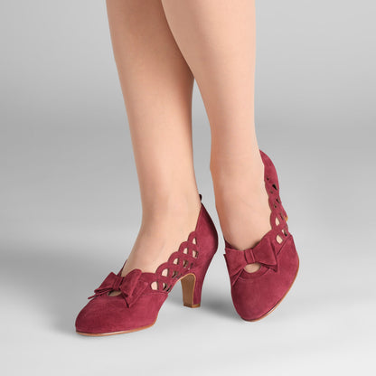 Jessie Vintage Pumps Wide (Wine Suede)