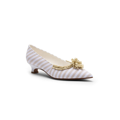Josephine 18th Century Pumps (Taupe/White)
