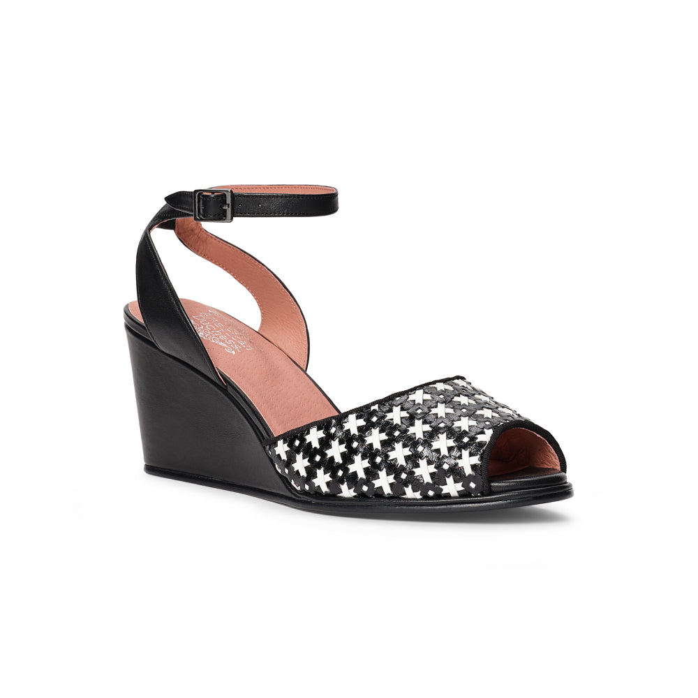 PRE-ORDER Judy 1940s Wedges (Black/Ivory)