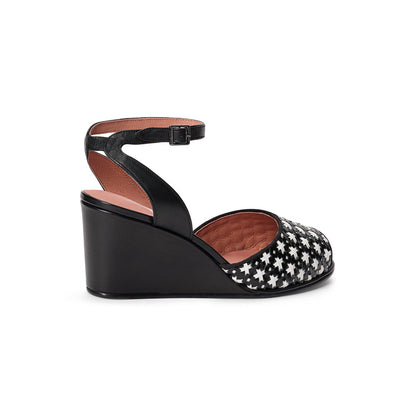 PRE-ORDER Judy 1940s Wedges (Black/Ivory)