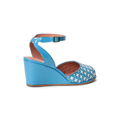 PRE-ORDER Judy 1940s Wedges (Blue/Ivory)