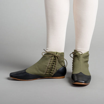 Keckley Victorian Side-Lace Boots (Green/Black)