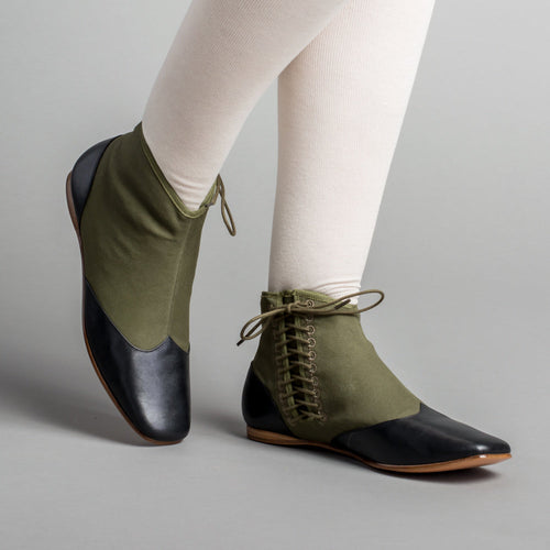 Keckley Victorian Side-Lace Boots (Green/Black)