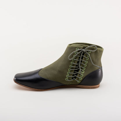 Keckley Victorian Side-Lace Boots (Green/Black)