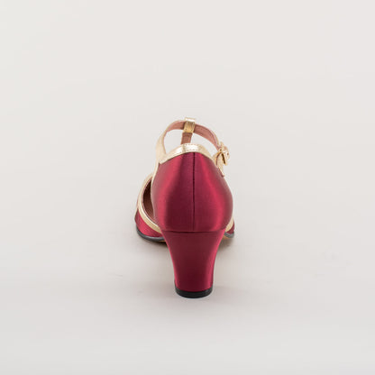Lilith Vintage Flapper T-Straps (Burgundy/Gold)