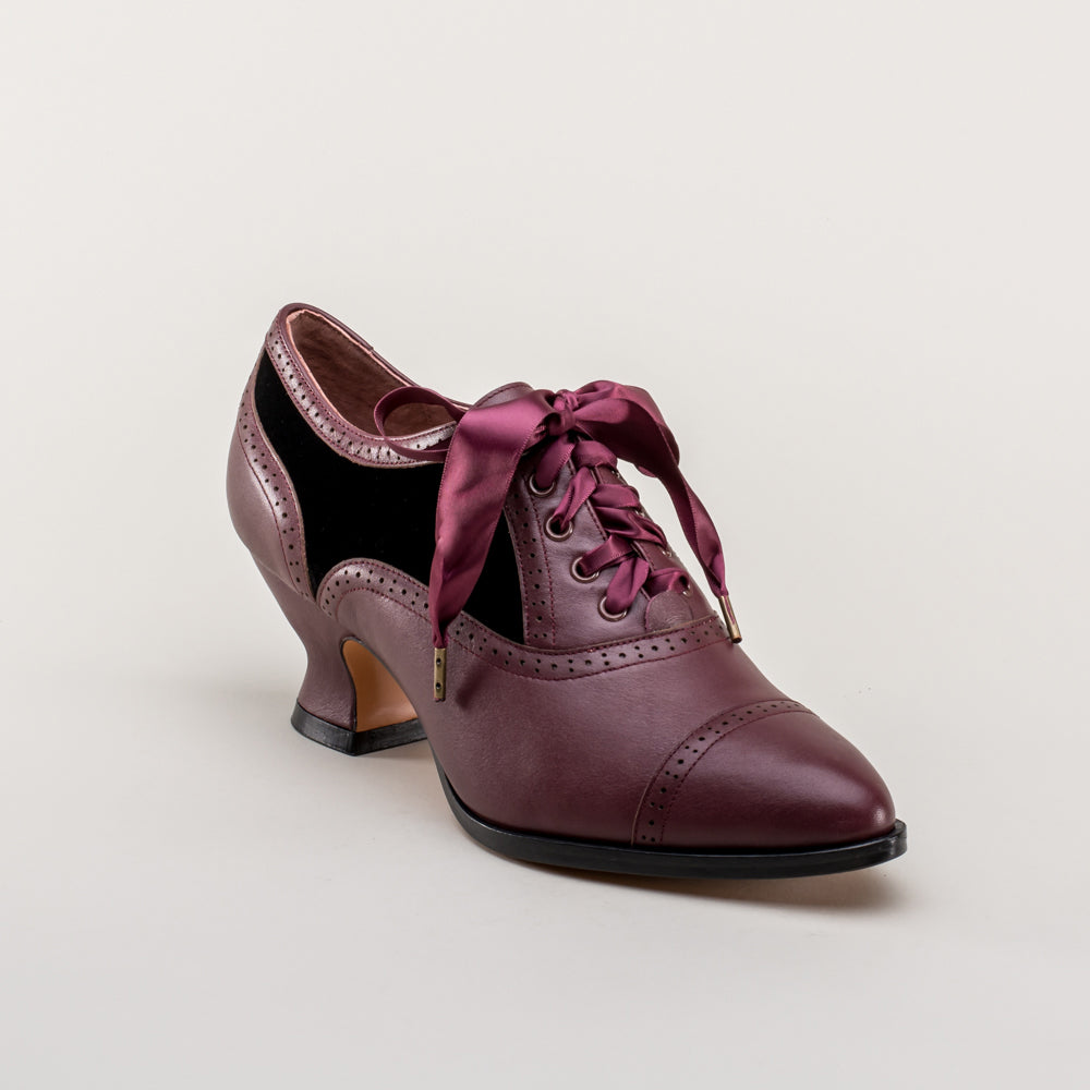 Lucille Edwardian Oxfords (Merlot/Black)