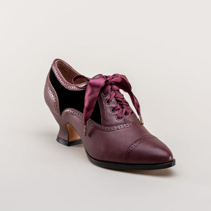 Lucille Edwardian Oxfords (Merlot/Black)