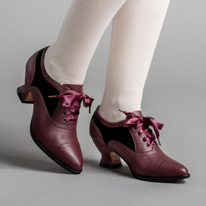 Lucille Edwardian Oxfords (Merlot/Black)
