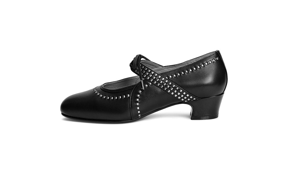 PRE-ORDER Margaret 1920s Shoes (Black/Pewter)