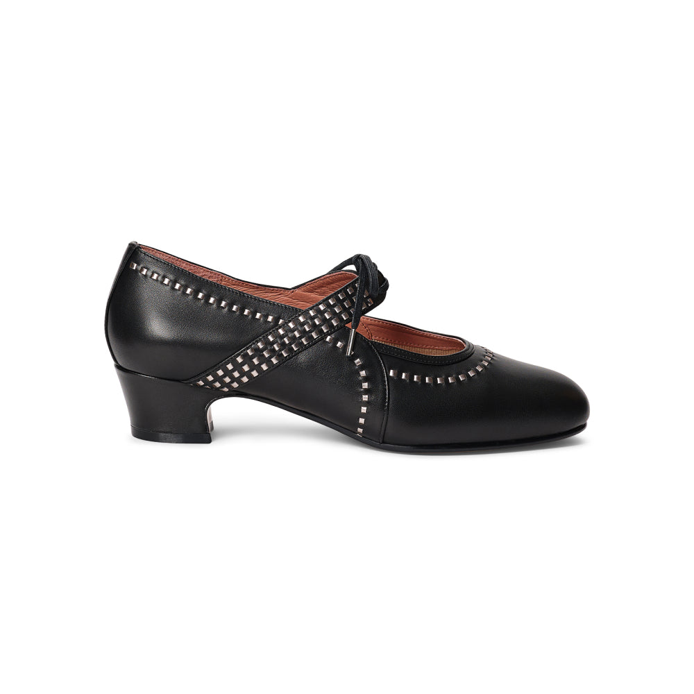 PRE-ORDER Margaret 1920s Shoes (Black/Pewter)