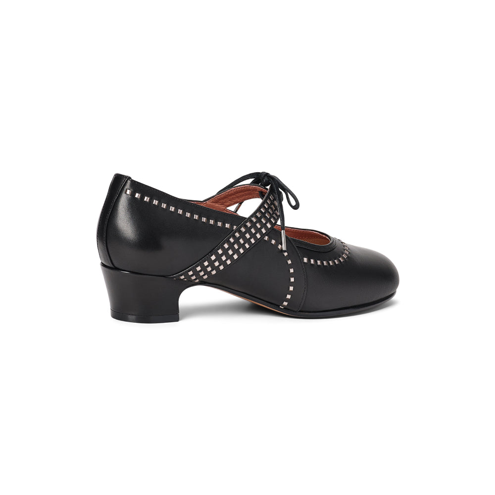 PRE-ORDER Margaret 1920s Shoes (Black/Pewter)