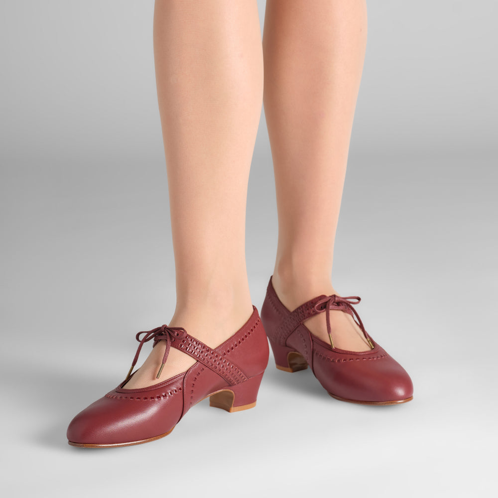 PRE-ORDER Margaret 1920s Shoes (Red/Burgundy)
