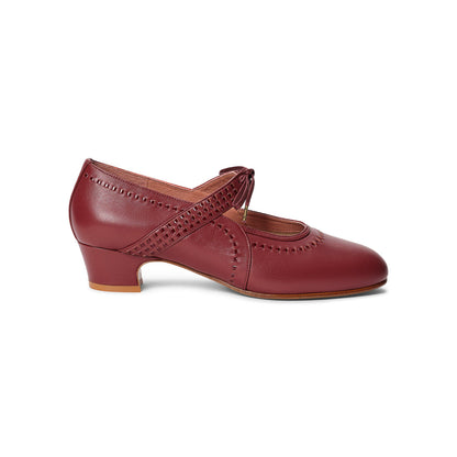 PRE-ORDER Margaret 1920s Shoes Wide (Red/Burgundy)