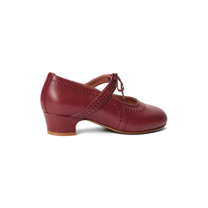 PRE-ORDER Margaret 1920s Shoes (Red/Burgundy)