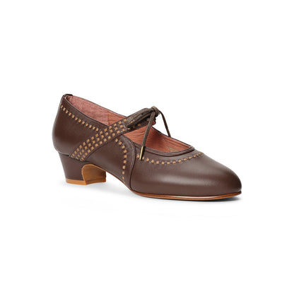PRE-ORDER Margaret 1920s Shoes Wide (Tan/Brown)