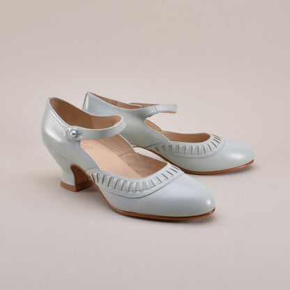 Marjorie 1920s Shoes (Blue Mist)