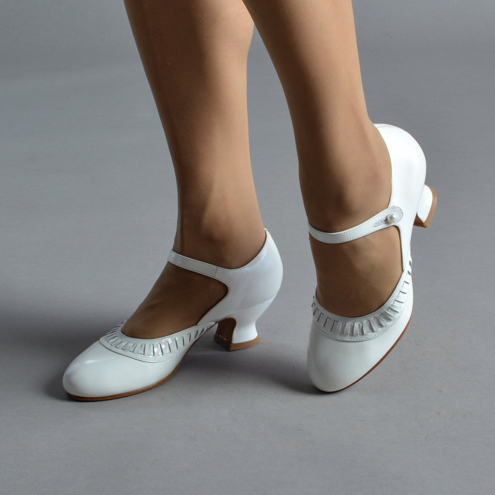 Marjorie 1920s Shoes (Soft White)