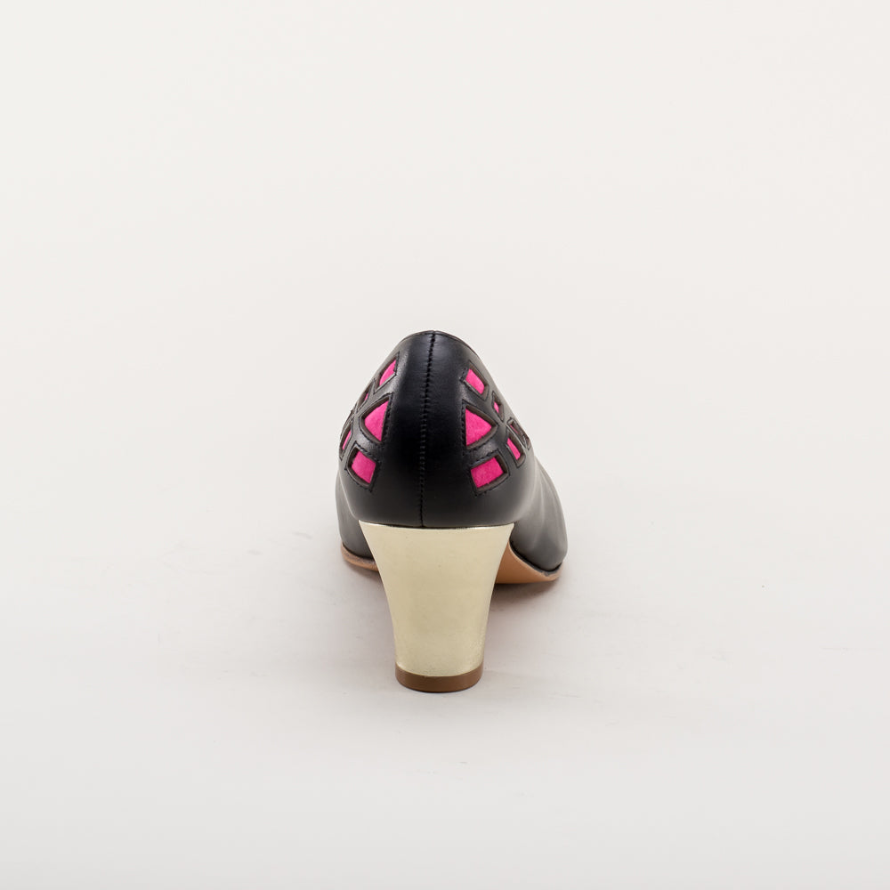 Meme Vintage Pumps (Black/Pink/Gold)