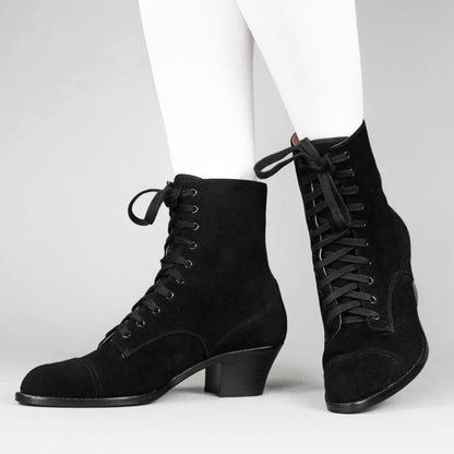 Paris Boots Wide (Black Suede)