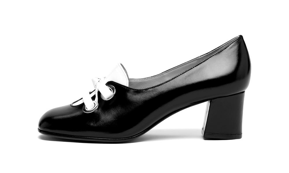 Pattie 1960s Shoes (Black/White)