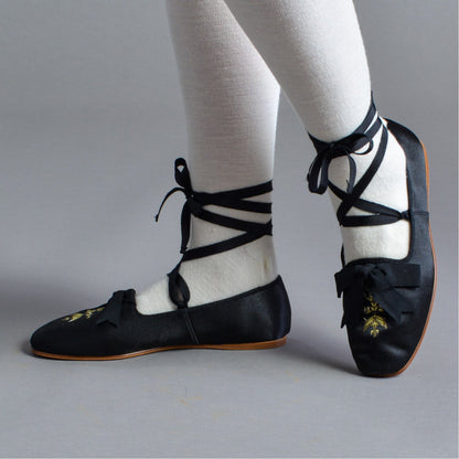 Penelope Regency Slippers (Black)