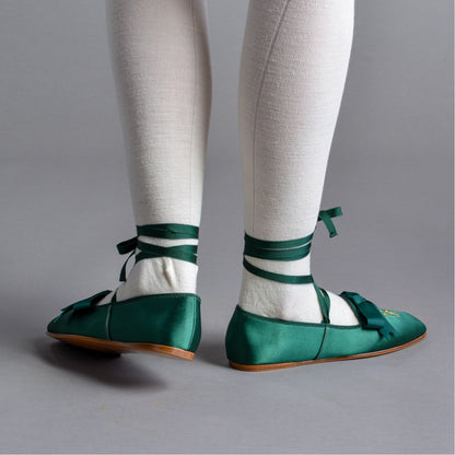 Penelope Regency Slippers (Dark Green)