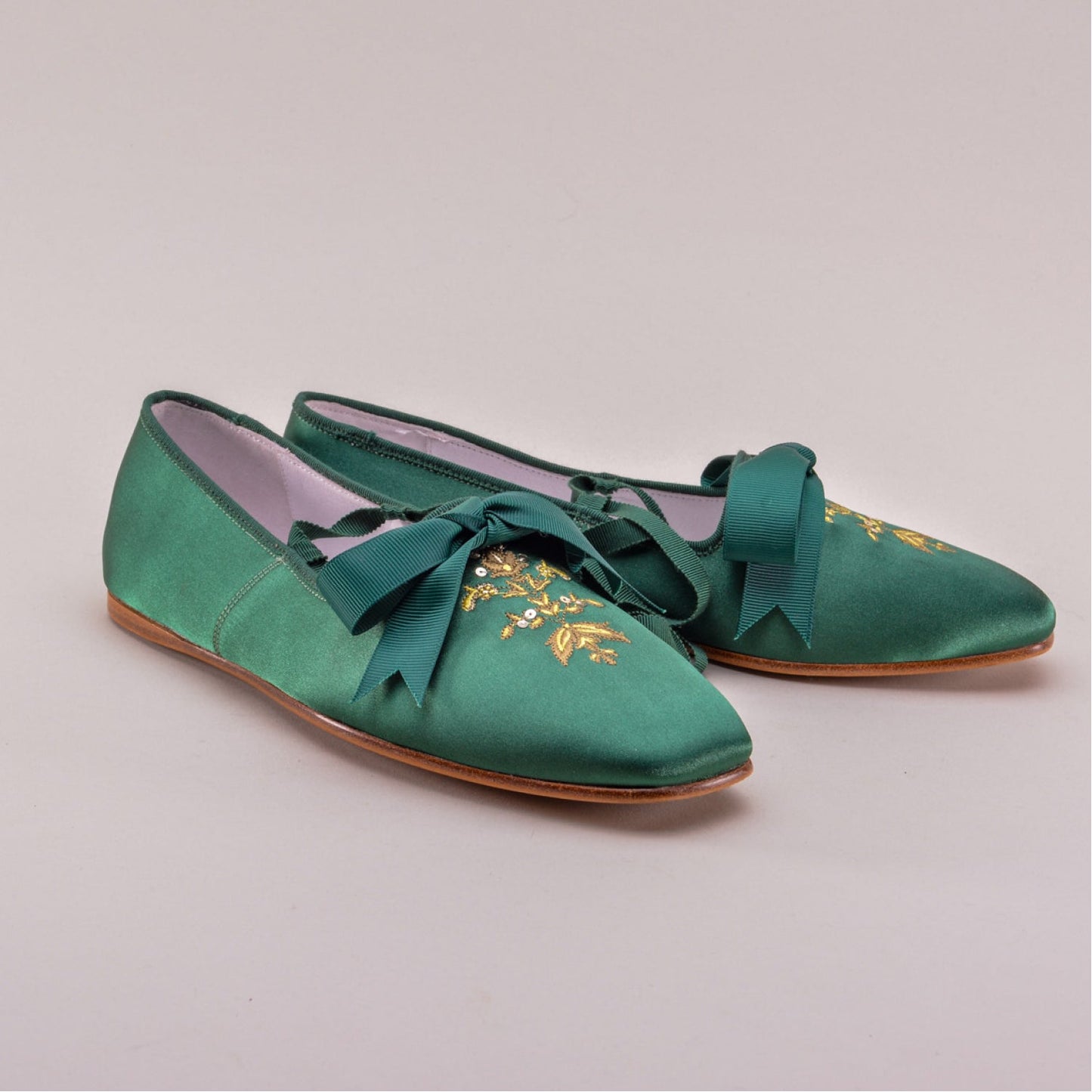 Penelope Regency Slippers (Dark Green)