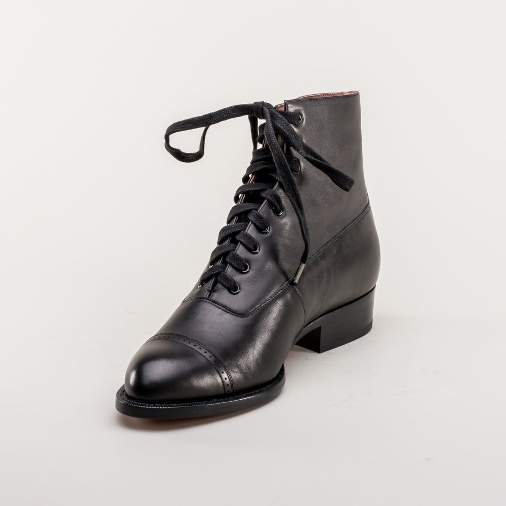 Rainey Vintage Lace-Up Boots (Black)