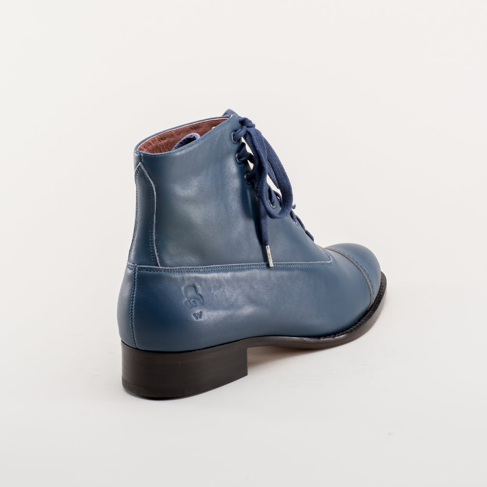 Rainey Vintage Lace-Up Boots (Blue)